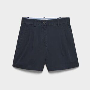 Aritzia Chino Hi-rise Mid-thigh Pleated Short in Navy